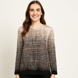 Vince Camuto blouse Size S geometric print long sleeve back zip